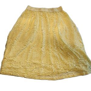 Metrowear Women's Bright yellow Lace Skirt, pretty floral spring skirt sz 1x